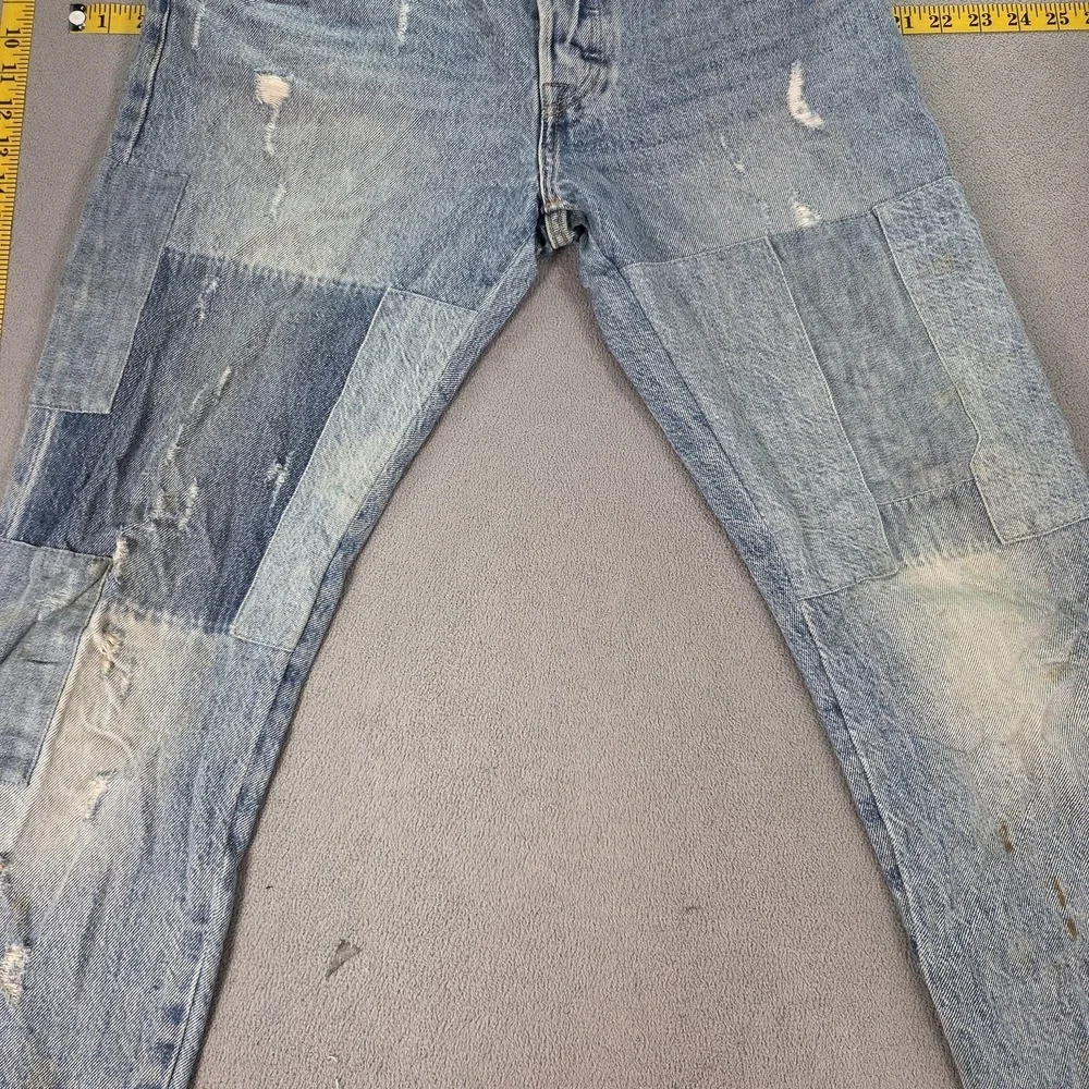 Levis 501 CT Jeans Womens Light Wash Tapered Patched Distressed Fits 27x27 - Picture 9 of 16